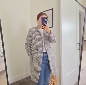 Black and White Houndstooth Coat